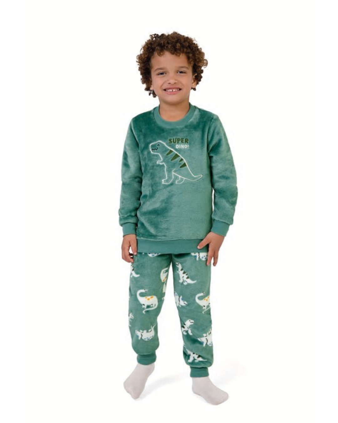 Pijama Longo Infantil Menino Super Dino! Em Fleece Malwee Kids