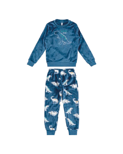 Pijama Longo Infantil Menino Super Dino! Em Fleece Malwee Kids