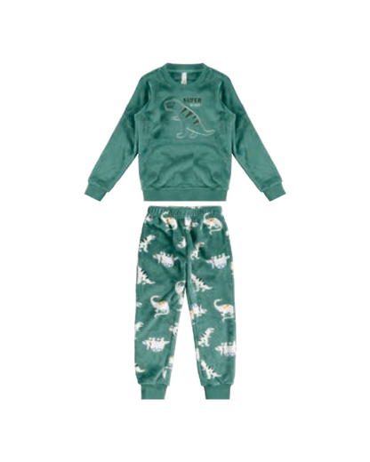 Pijama Longo Infantil Menino Super Dino! Em Fleece Malwee Kids