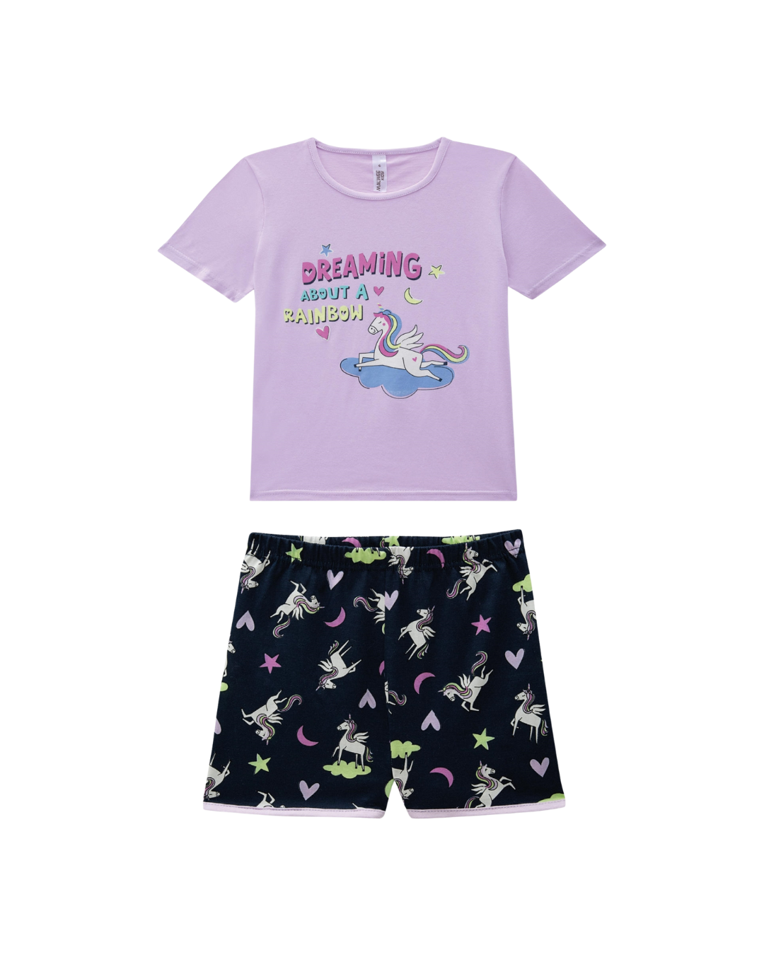 Conjunto De Pijama Menina Blusa Manga Curta Em Algodão Malwee Kids