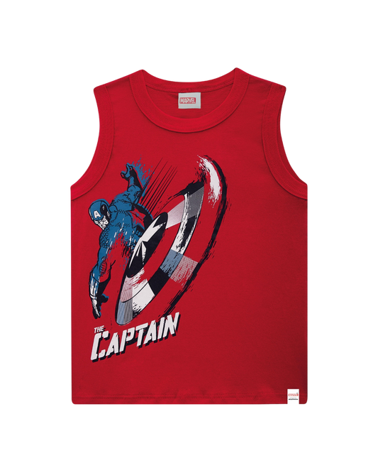Regata Infantil Menino Capitão América Avengers Em Algodão Malwee Kids