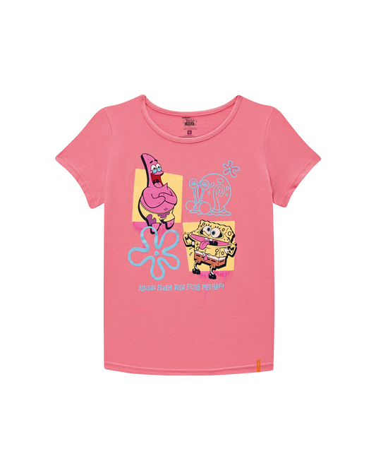 Camiseta Infantil Menina Bob Esponja Disney Em Algodão Malwee Kids