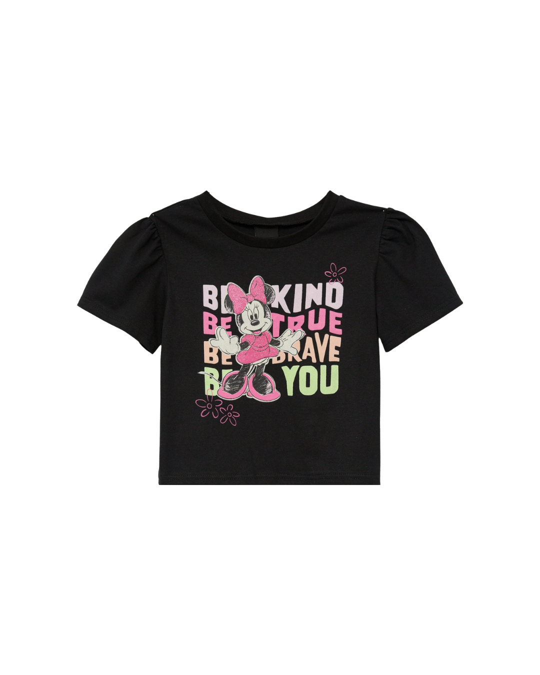 Blusa Cropped Infantil Menina Minnie Mouse Disney Preta Em Algodão Malwee Kids