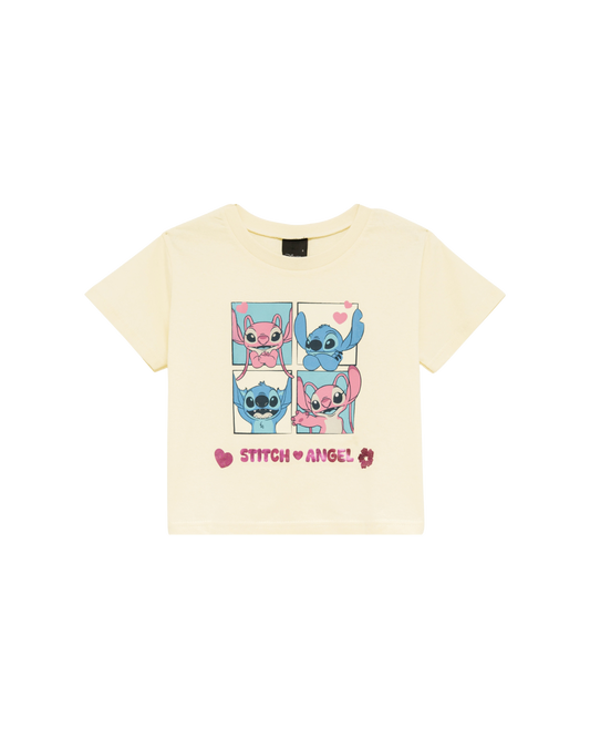 Blusa Cropped Infantil Menina Stitch Em Algodão Malwee Kids